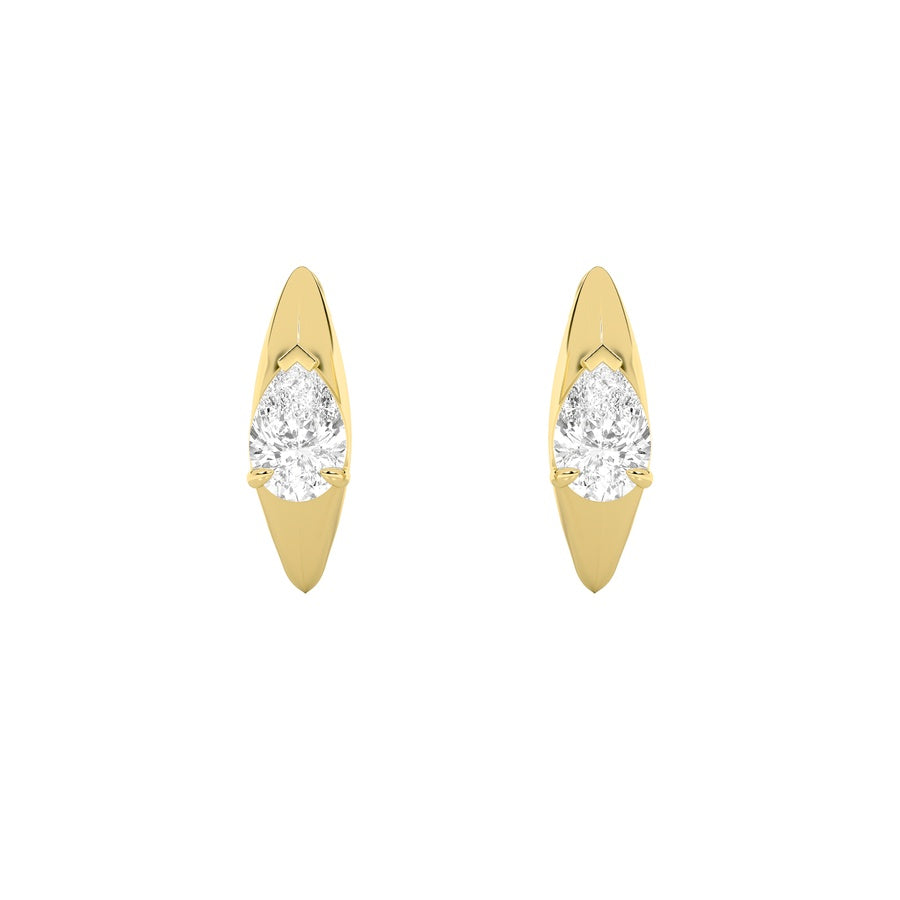 2CTW Pear Shaped Lab Grown Diamond (F/VS) Solitaire Huggie Earrings in 14K Gold