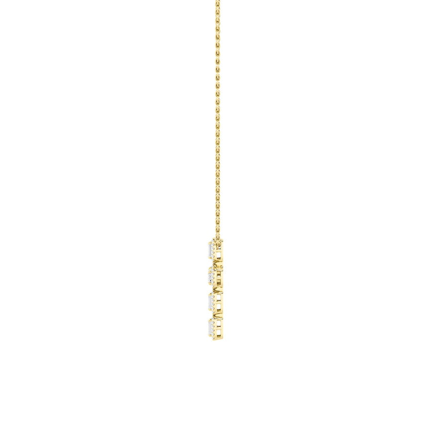 3CTW Emerald Shaped Lab Grown Diamond (F/VS) Cross Pendant in 14K Gold