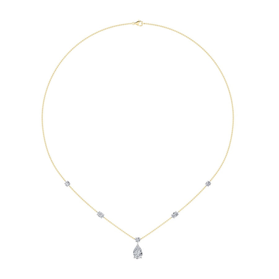 3CTW Pear Shaped Lab Grown Diamond (F/VS) Strata Chic Collection Necklace in 14K Gold