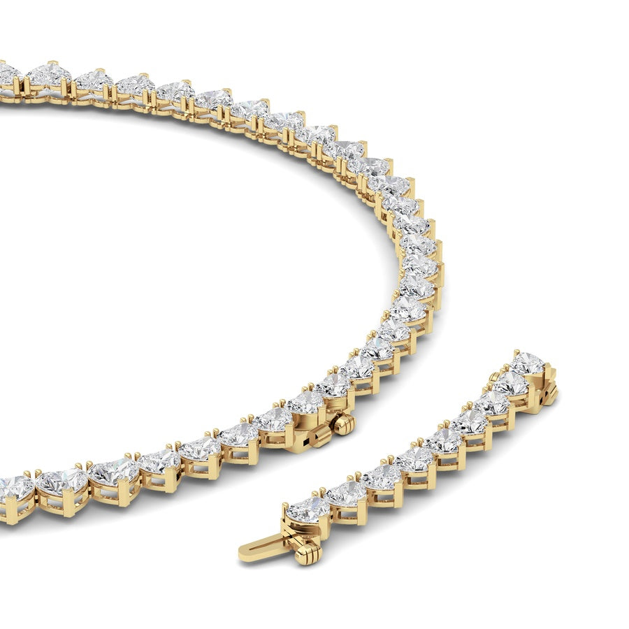 65CTW Heart Shaped Lab Grown Diamond (F/VS ) Tennis Necklace in 14K Gold