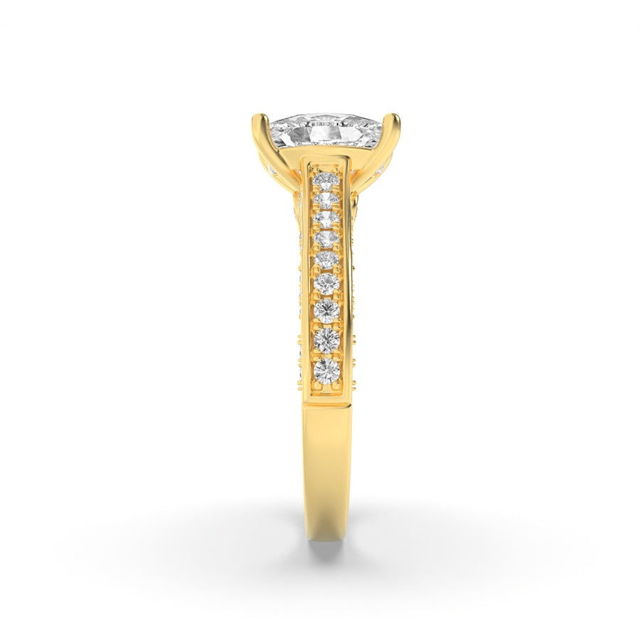 2.5CTW Elongated Cushion Shaped Lab Grown Diamond (G/VS) Accented Engagement Ring in 14K Gold