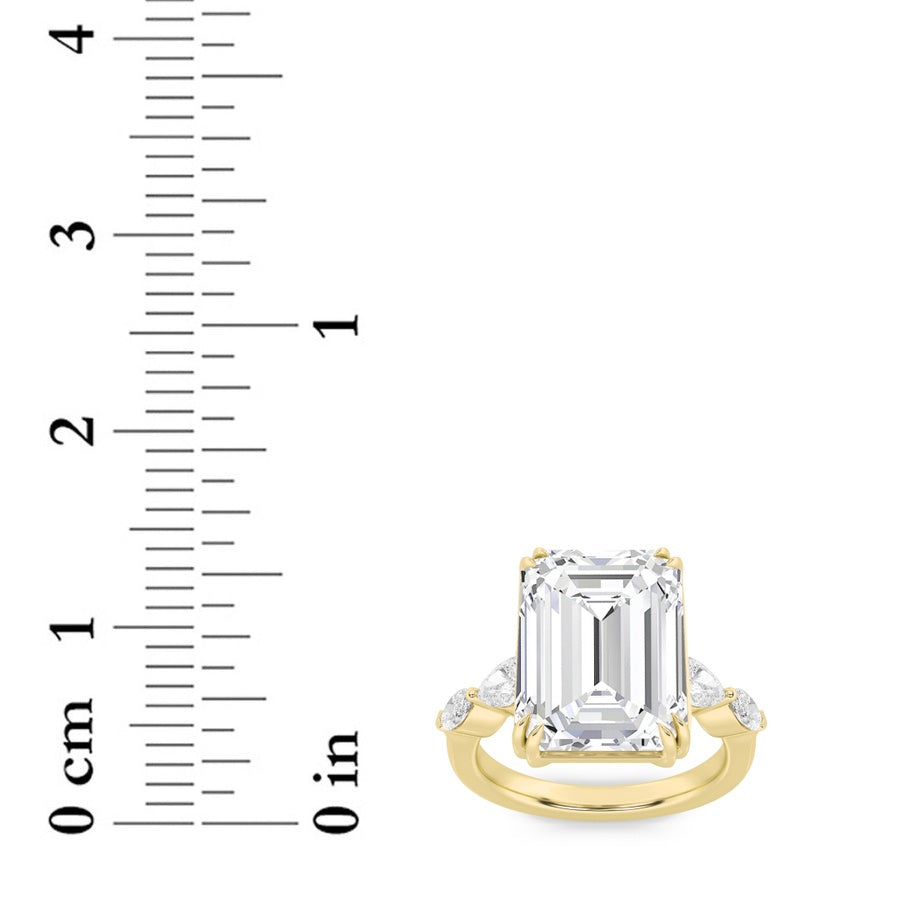 8.5CTW Emerald Shaped Lab Grown Diamond (F/VS) Bold Statement Accented Ring in 14K Gold