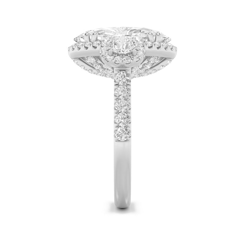 7.5CTW Oval Shaped Lab Grown Diamond (F/VS) Bold Statement Accented Ring in 14K Gold