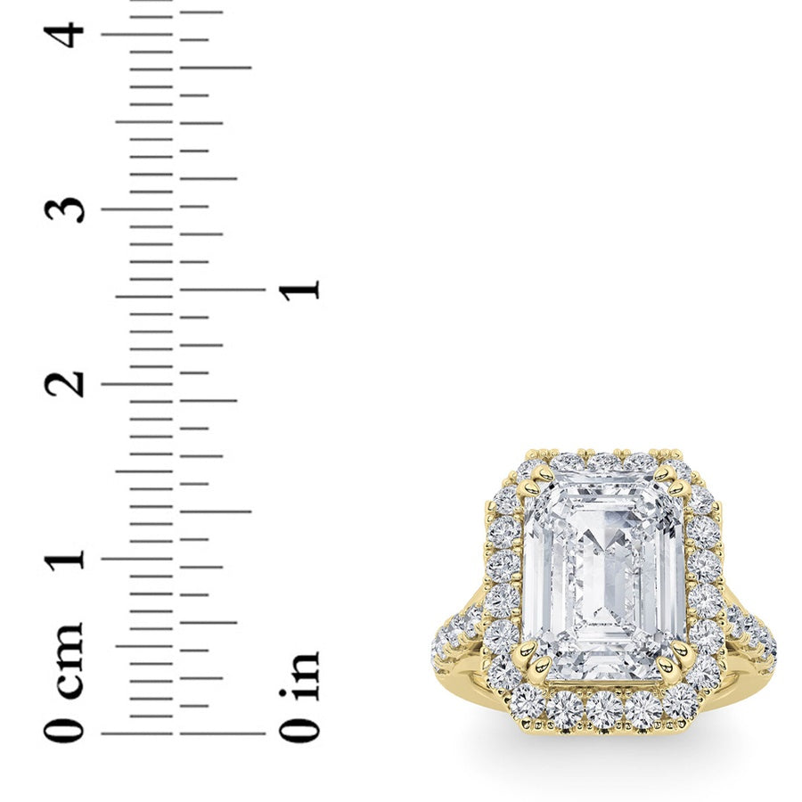 6CTW Radiant Shaped Lab Grown Diamond (G/VS) Bold Accented Engagement Ring in 14K Gold