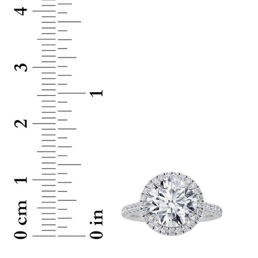5CTW Round Shaped Lab Grown Diamond (F/VS) Classic Halo Accented Engagement Ring in 14K Gold