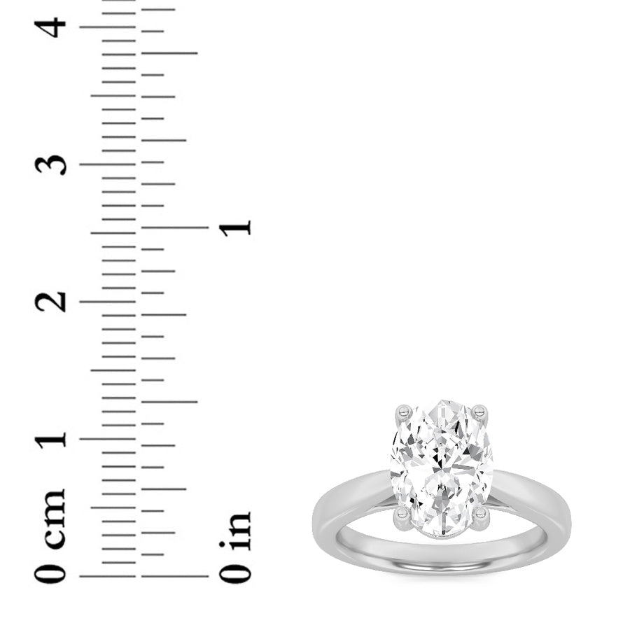 5CTW Oval Shaped Lab Grown Diamond (F/VS) Classic Shank Solitaire Engagement Ring in 14K Gold