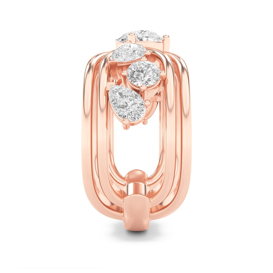 2CTW Pear Shaped Lab Grown Diamond (F/VS) Seven Stone Fashion Ring in 14K Gold