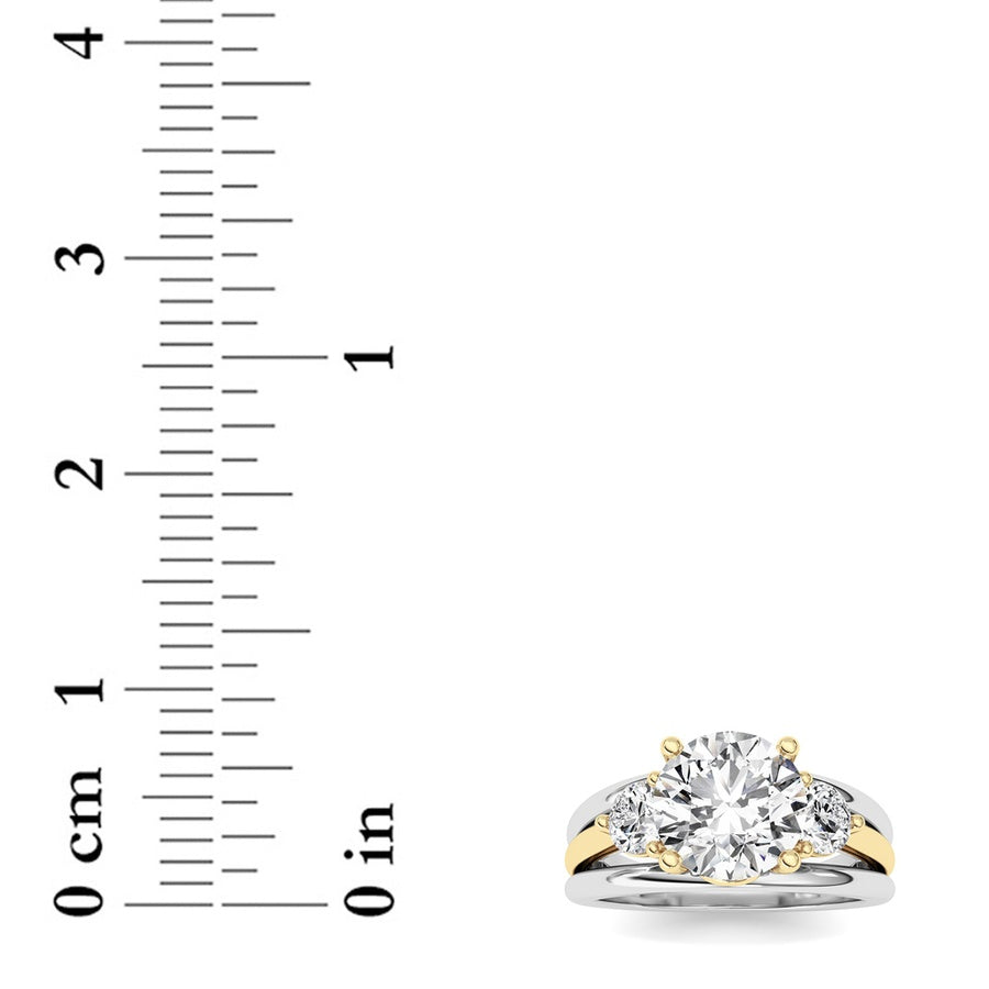 3CTW Oval Shaped Lab Grown Diamond (F/VS) Two Tone Solitaire Engagement Ring in 14K Gold