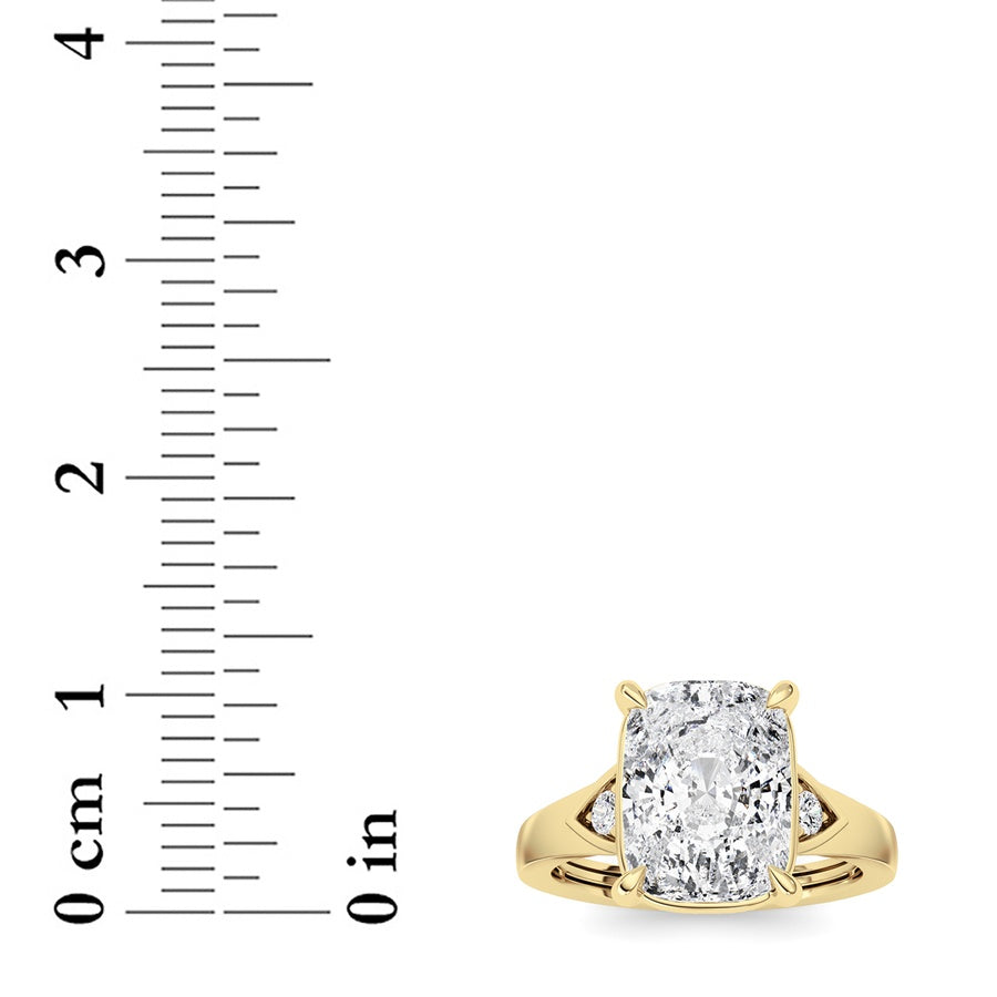 3.25CTW ELongated Cushion Lab Grown Diamond (F/VS )Ring in 14K Gold