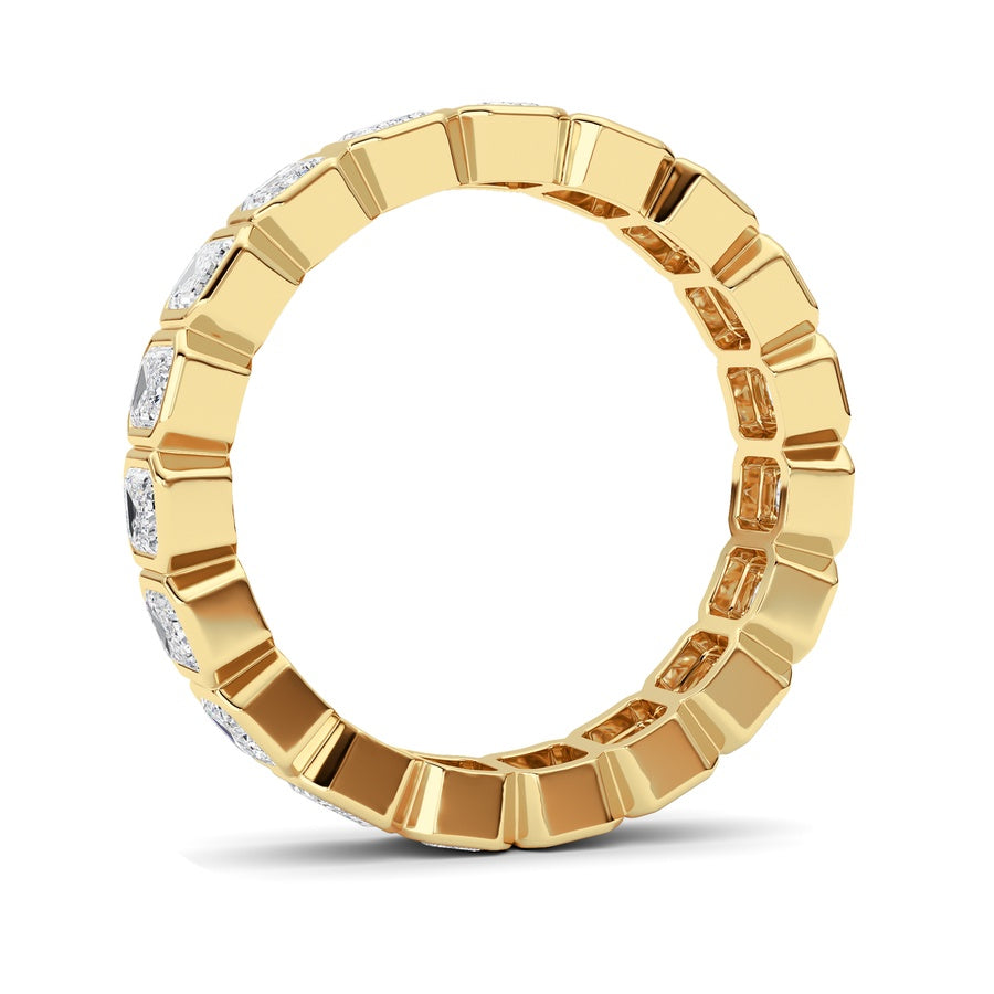 2.2CTW Emerald Shaped Lab Grown Diamond (F/VS) Eternity Band Ring in 14K Gold