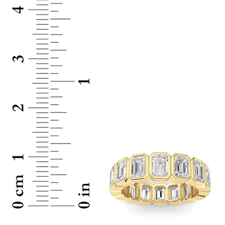 4CTW Emerald Shaped Lab Grown Diamond (F/VS) Eternity Band Ring in 14K Gold