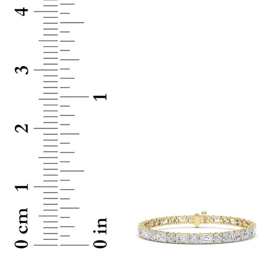 15CTW Emerald And Round Lab Grown Diamond (F/VS ) Bracelet in 14K Gold