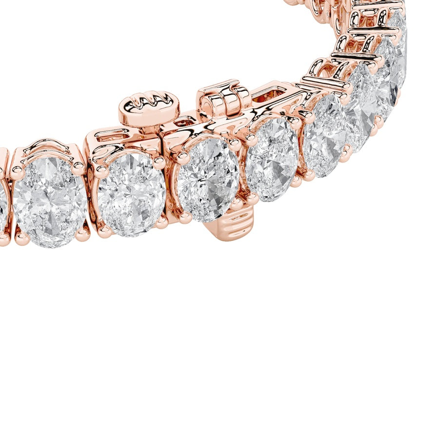 12.5CTW Oval Shaped Lab Grown Diamond (F/VS) East West Line Bracelet in 14K Gold