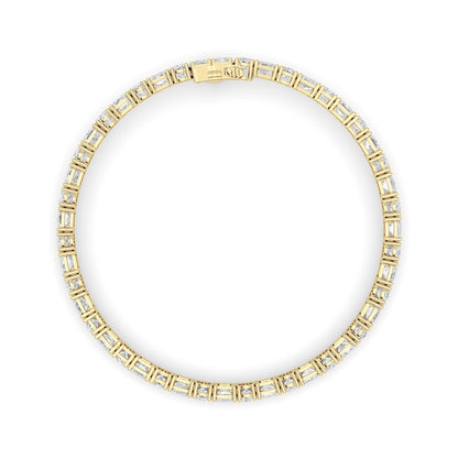 15CTW Emerald Shaped Lab Grown Diamond (F/VS) Bracelet in 14K White Gold