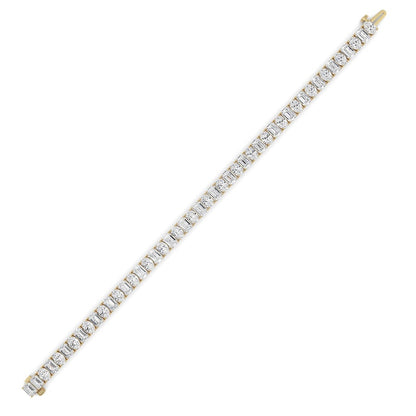15CTW Emerald Shaped Lab Grown Diamond (F/VS) Bracelet in 14K White Gold