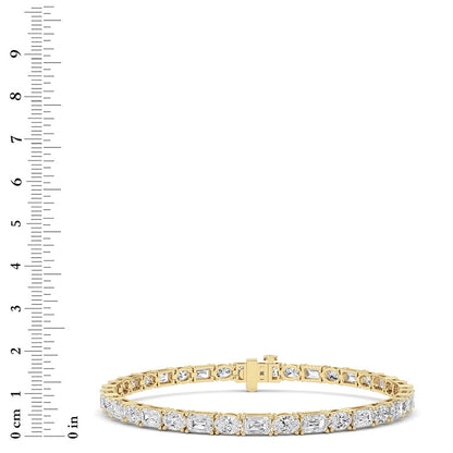 10CTW Emerald Shaped Lab Grown Diamond (F/VS) Bracelet in 14K White Gold
