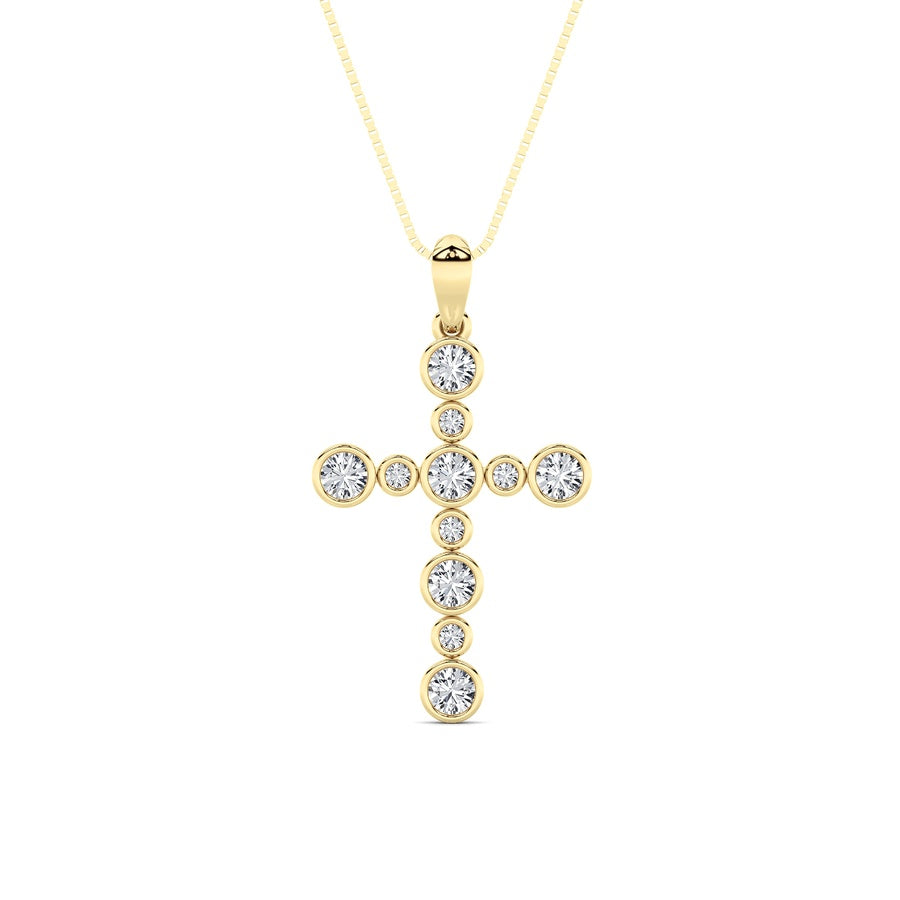 1CTW Round Shaped Lab Grown Diamond (F/VS) Necklace in 14K Yellow Gold