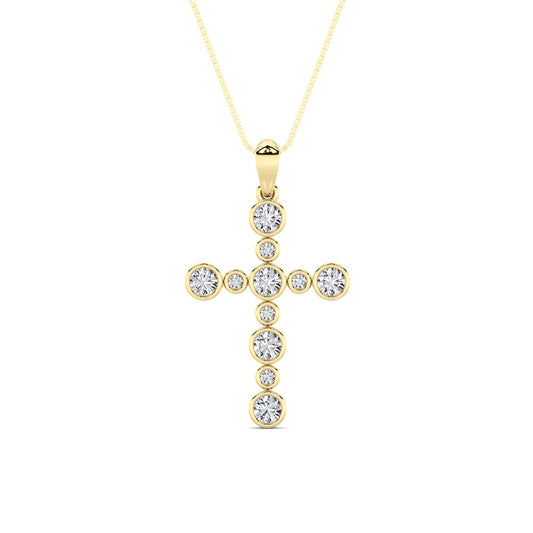 1CTW Round Shaped Lab Grown Diamond (F/VS) Necklace in 14K Yellow Gold
