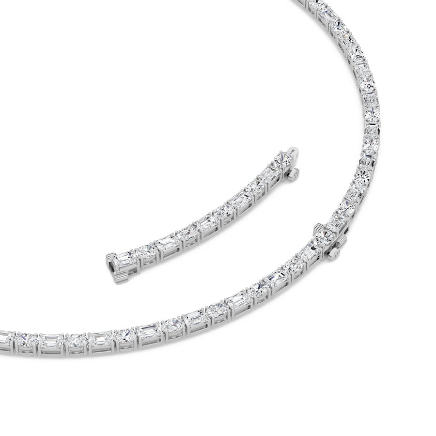 25CTW Emerald Shaped Lab Grown Diamond (F/VS) Necklace in 14K White Gold