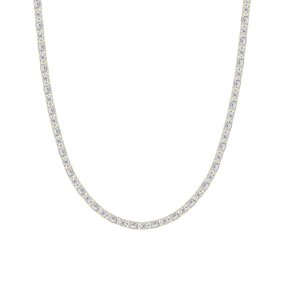25CTW Emerald Shaped Lab Grown Diamond (F/VS) Necklace in 14K White Gold