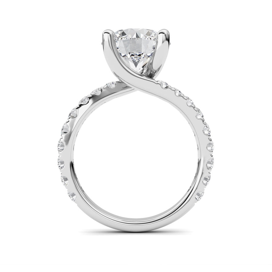 3.75CTW Round Shaped Lab Grown Diamond (F/VS) Ring in 14K White Gold