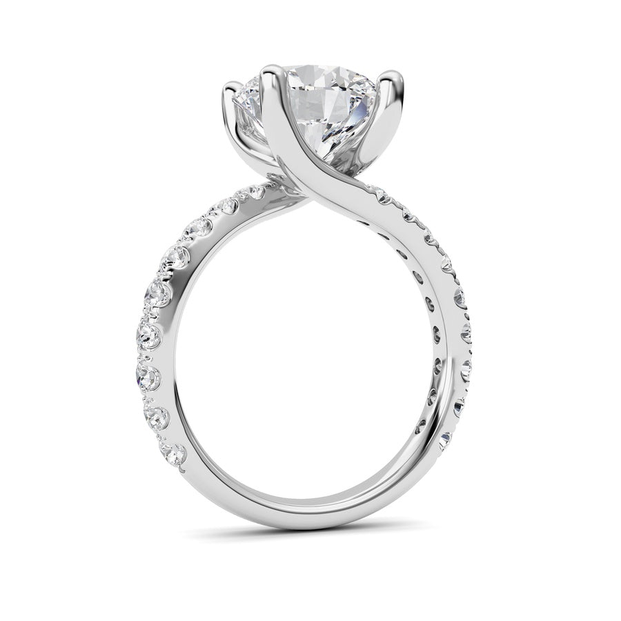 3.75CTW Round Shaped Lab Grown Diamond (F/VS) Ring in 14K White Gold