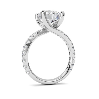3.75CTW Round Shaped Lab Grown Diamond (F/VS) Ring in 14K White Gold