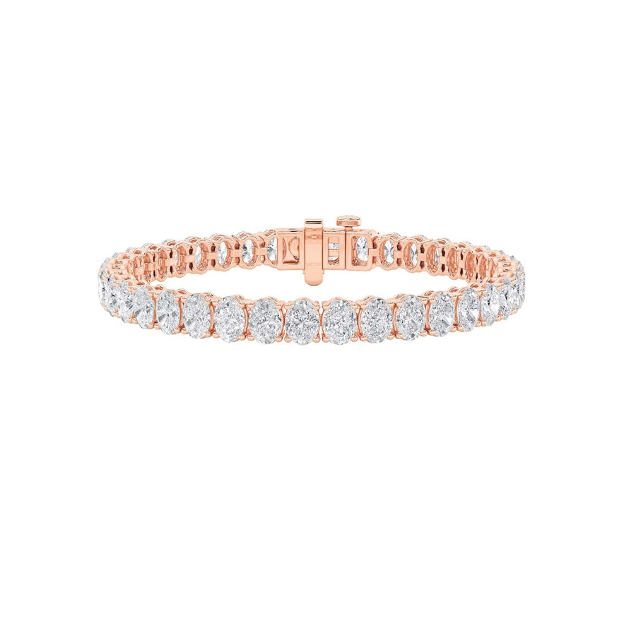 16.5CTW Oval Shaped Lab Grown Diamond (F/VS) East West Line Bracelet in 14K Gold