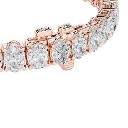 16.5CTW Oval Shaped Lab Grown Diamond (F/VS) East West Line Bracelet in 14K Gold