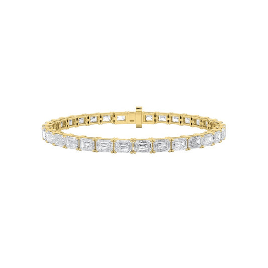 10CTW Emerald Shaped Lab Grown Diamond (F/VS) Bracelet in 14K White Gold