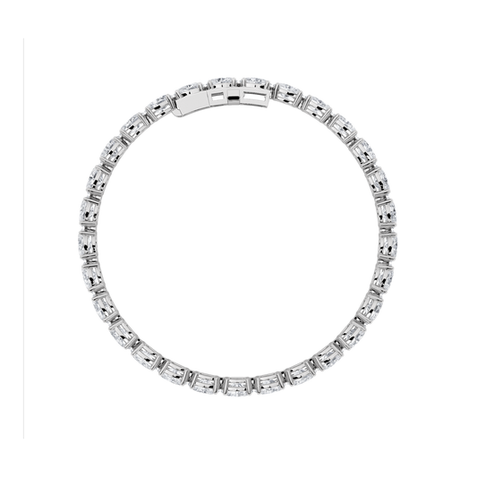 15CTW Oval Shaped Lab Grown Diamond (F/VS) Bracelet in 14K White Gold