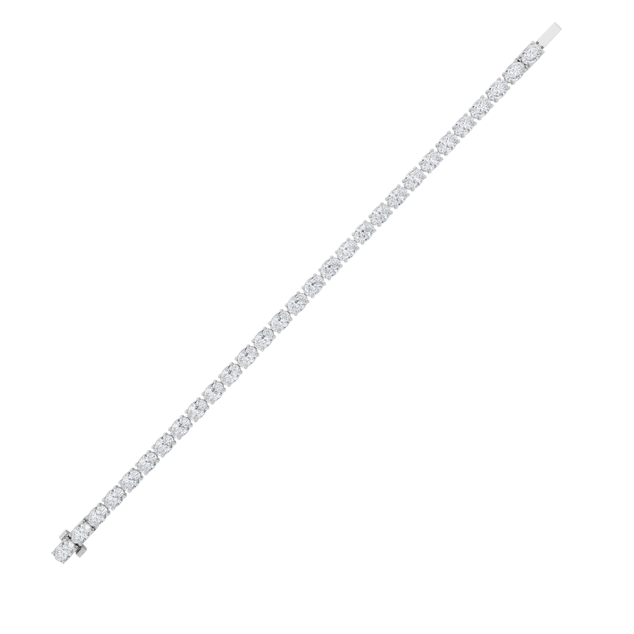 15CTW Oval Shaped Lab Grown Diamond (F/VS) Bracelet in 14K White Gold