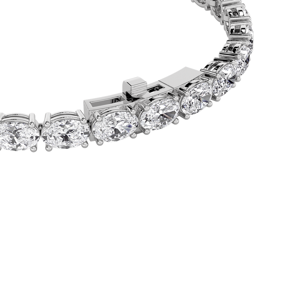 15CTW Oval Shaped Lab Grown Diamond (F/VS) Bracelet in 14K White Gold