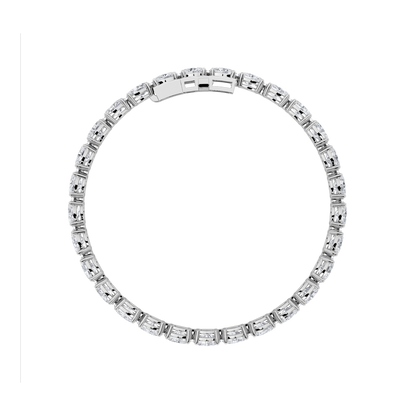 5CTW Oval Shaped Lab Grown Diamond (F/VS) Bracelet in 14K White Gold