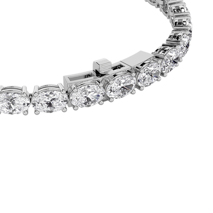 8CTW Oval Shaped Lab Grown Diamond (F/VS) Bracelet in 14K White Gold