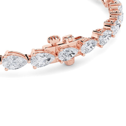 7CTW Pear Shaped Lab Grown Diamond (F/VS) Fancy Line Bracelet in 14K Gold