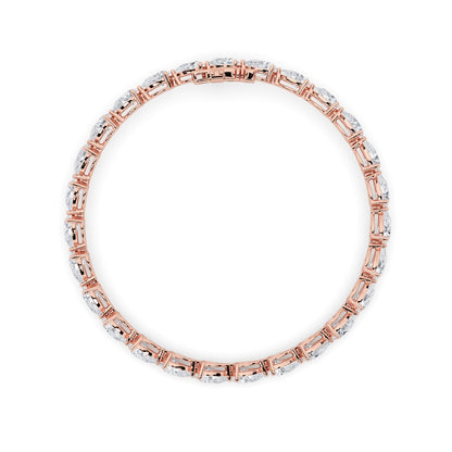 7CTW Pear Shaped Lab Grown Diamond (F/VS) Fancy Line Bracelet in 14K Gold