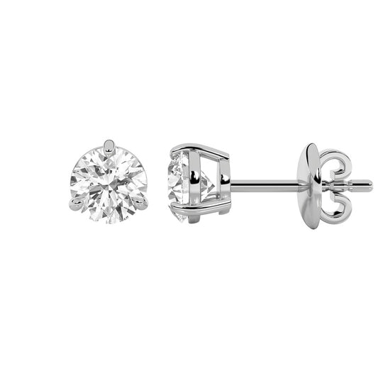 1CTW Round Shaped Lab Grown Diamond (F/VS) Earring in 14K White Gold