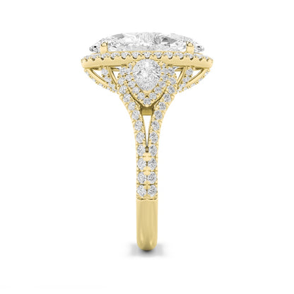 7.25CTW Oval Shaped Lab Grown Diamond (F/VS) Bold Accented Engagement Ring in 14K Gold