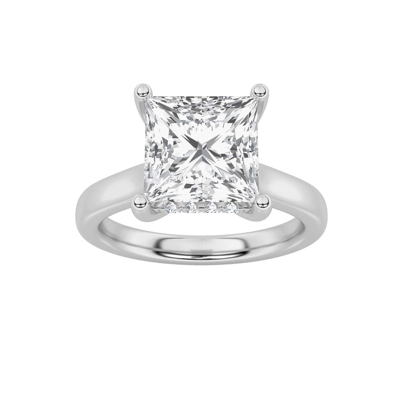 2CTW Princess Shaped Lab Grown Diamond (F/VS) Ring in 14K White Gold