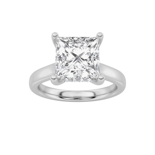 2CTW Princess Shaped Lab Grown Diamond (F/VS) Ring in 14K White Gold
