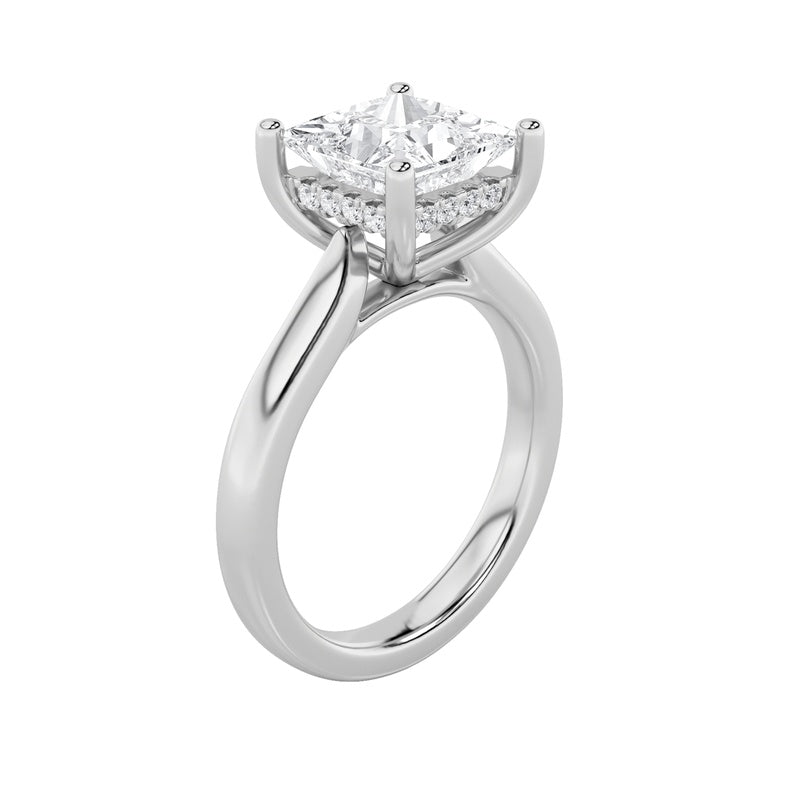 2CTW Princess Shaped Lab Grown Diamond (F/VS) Ring in 14K White Gold