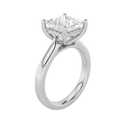 2CTW Princess Shaped Lab Grown Diamond (F/VS) Ring in 14K White Gold