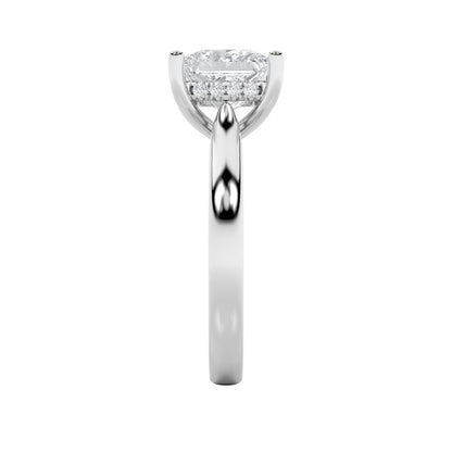 2CTW Princess Shaped Lab Grown Diamond (F/VS) Ring in 14K White Gold