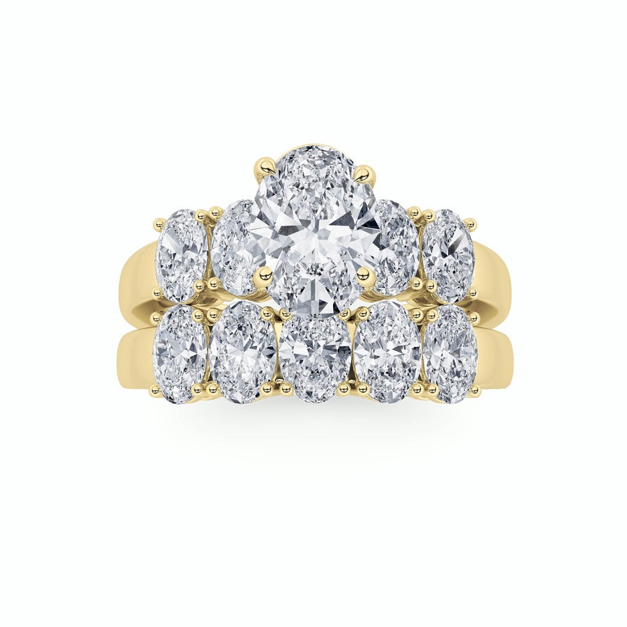 2.5CTW Oval Shaped Lab Grown Diamond (G/VS) Bridal Set with Matching Band and  Ring in 14K Gold
