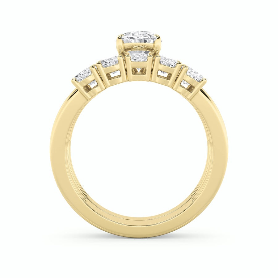 2.5CTW Oval Shaped Lab Grown Diamond (G/VS) Bridal Set with Matching Band and  Ring in 14K Gold