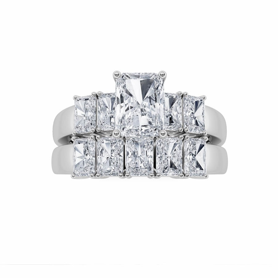 2.5CTW Radiant Shaped Lab Grown Diamond (G/VS) Bridal Set with Matching Band and  Ring in 14K Gold