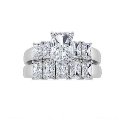 2.5CTW Radiant Shaped Lab Grown Diamond (G/VS) Bridal Set with Matching Band and  Ring in 14K Gold