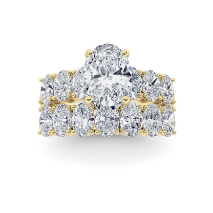 3.5CTW Oval Shaped Lab Grown Diamond (G/VS) Bridal Set with Matching Band and  Ring in 14K Gold