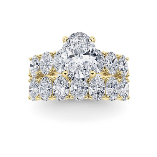 3.5CTW Oval Shaped Lab Grown Diamond (G/VS) Bridal Set with Matching Band and  Ring in 14K Gold